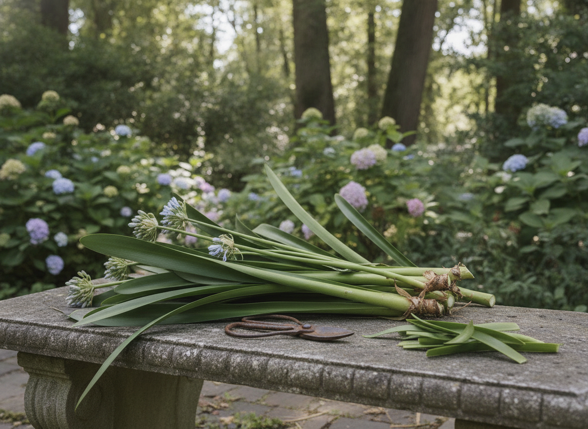 Never shear the leaves — especially on an evergreen agapanthus