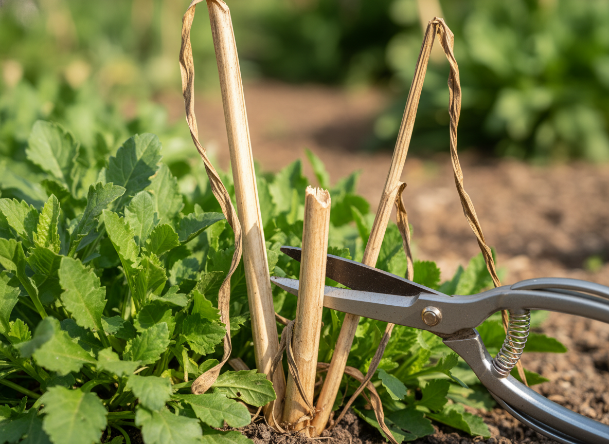 Cut the whole stem to the base — not just the dead tip