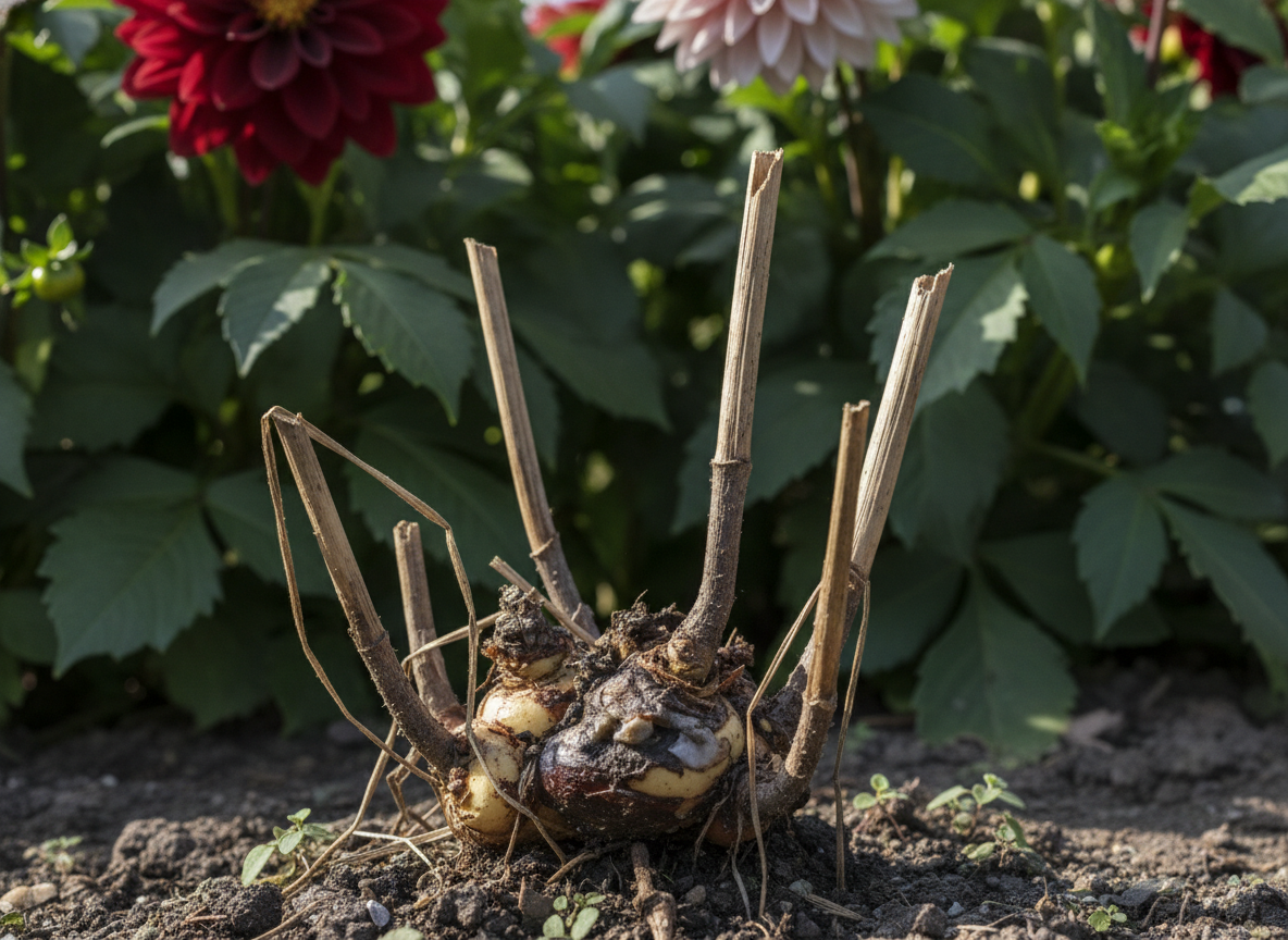 The hollow stem is a straw that rots the tuber