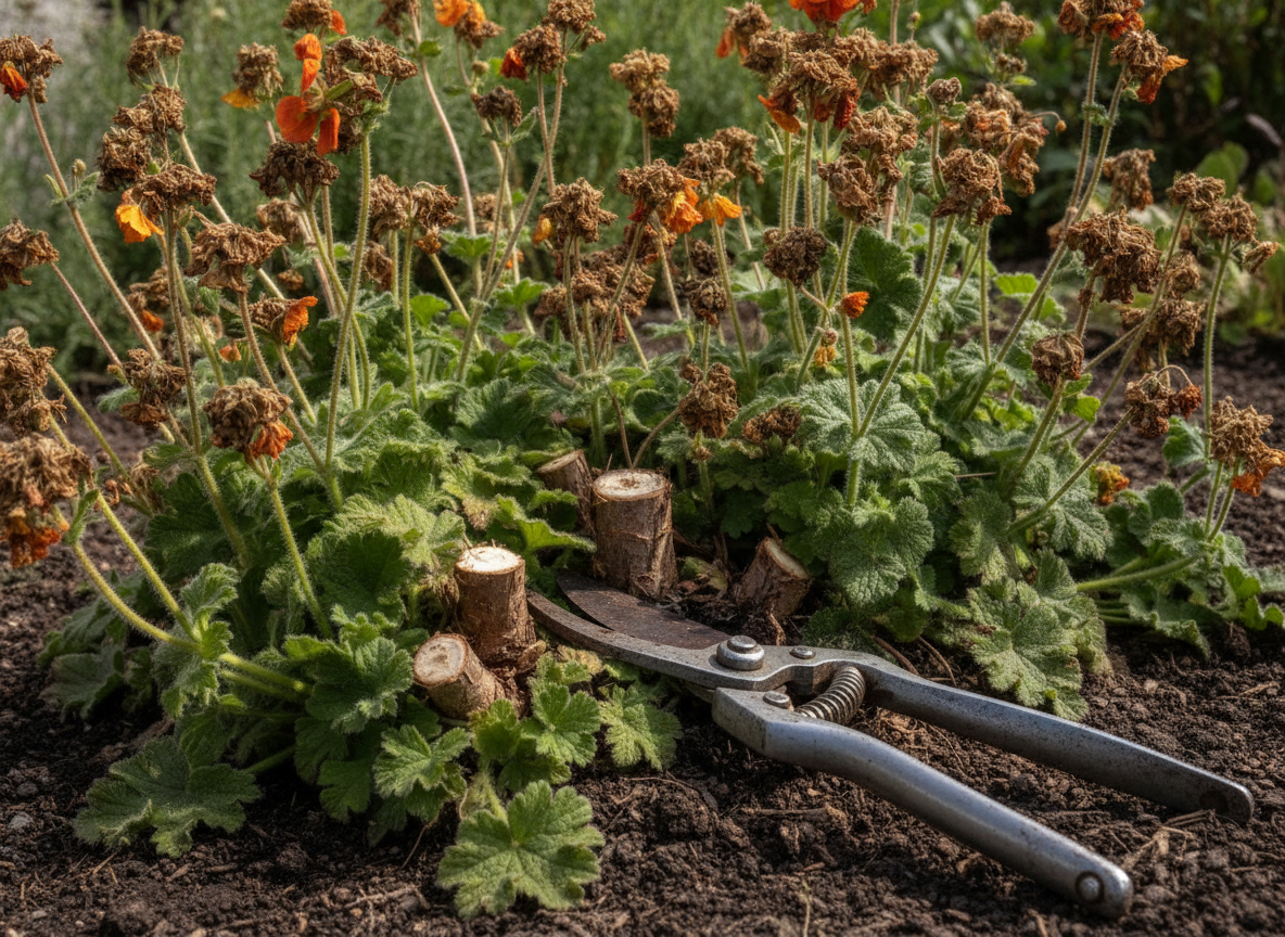 Cut every flower stem down to the basal rosette