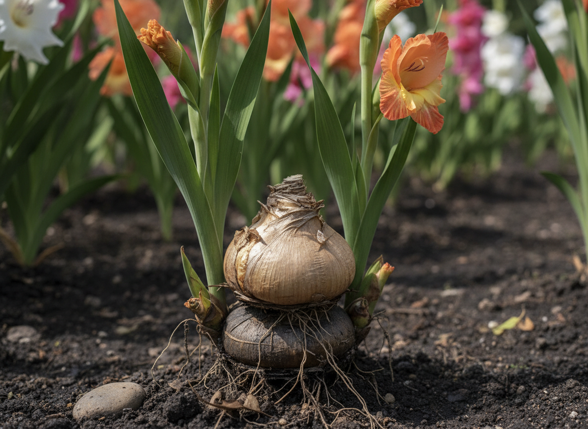 The corm you save grew on top of the one you planted