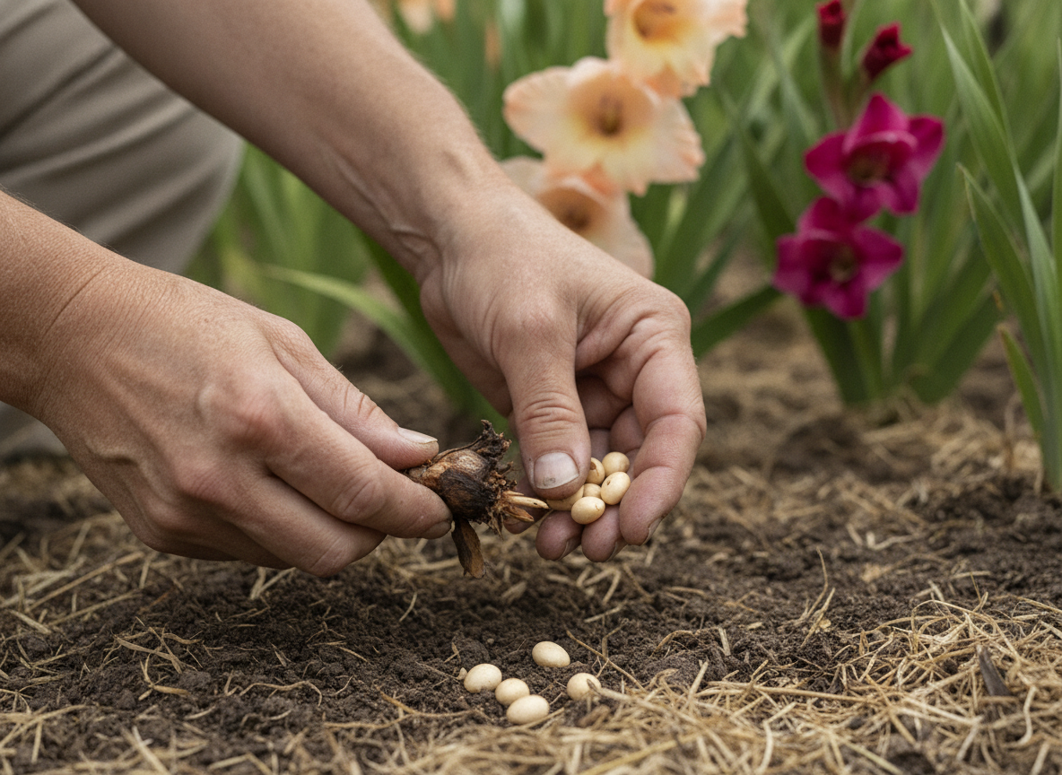 Twist off the old corm, save the cormlets