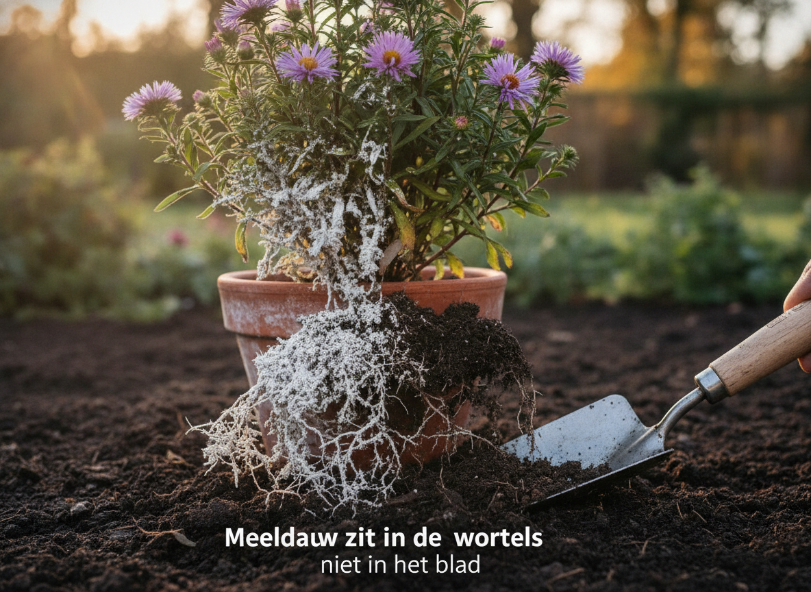 Meeldauw zit in de wortels, niet in het blad