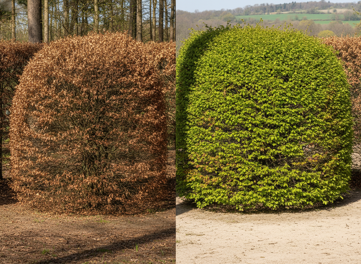 Hornbeam or beech? Same trim, different site