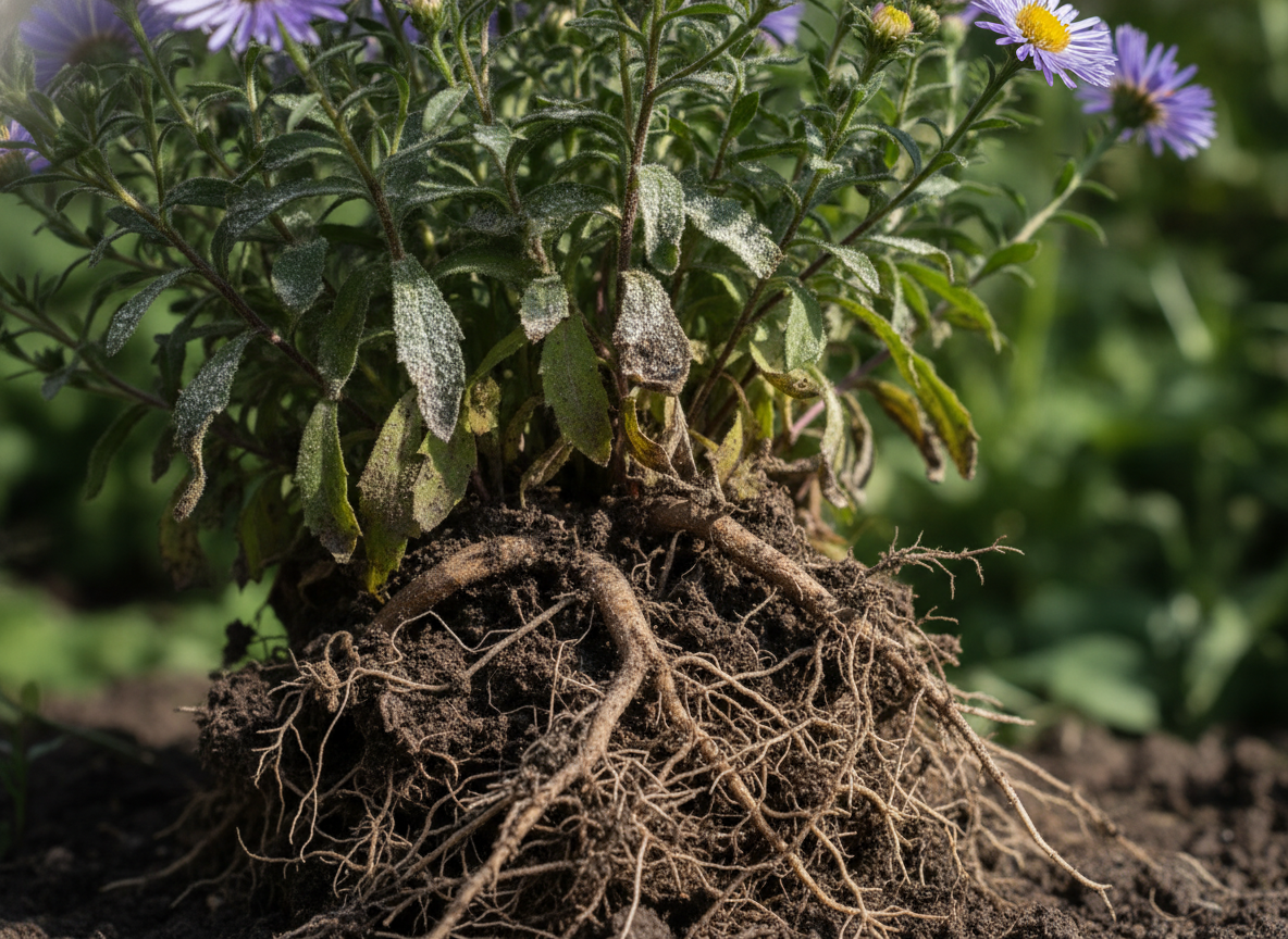 The mildew is a root problem, not a leaf problem