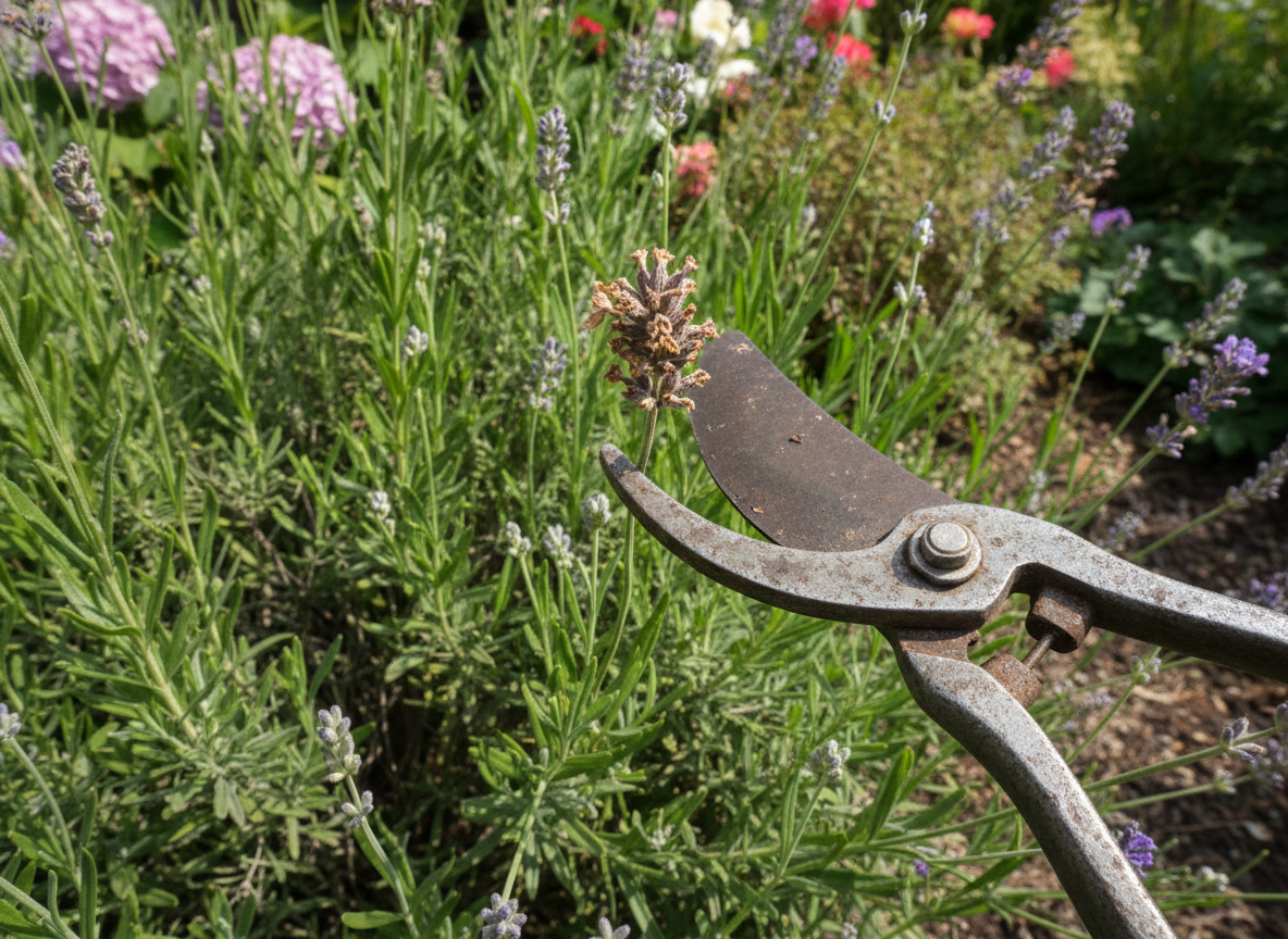 Shear off the spent heads, not the whole shrub
