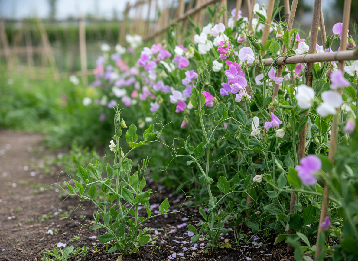 Lathyrus: top bij 10 cm of accepteer een dunne, eenstammige plant