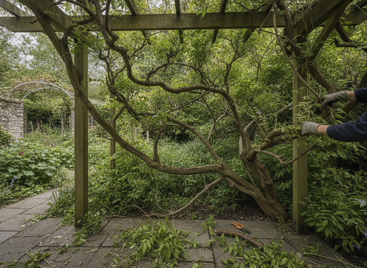 Restoring a neglected, all-leaf wisteria