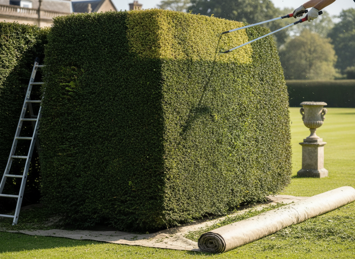 When a yew hedge gets its once-a-year cut